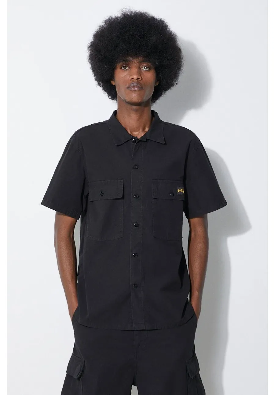 obrazek 1 Stan Ray koszula bawełniana Cpo Short Sleeve męska kolor czarny slim z kołnierzykiem klasycznym SS2401963