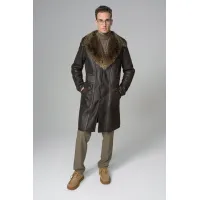 Zdjęcie Wysokiej jakości płaszcz z futra jagnięcego i jenota