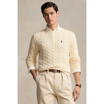 Zdjęcie Polo Ralph Lauren sweter bawełniany kolor beżowy