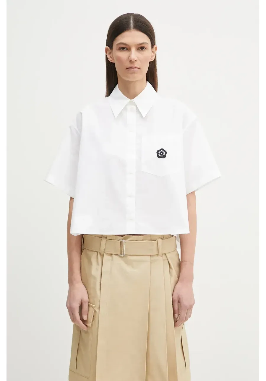 obrazek 1 Kenzo koszula bawełniana damska kolor biały relaxed z kołnierzykiem klasycznym FF52CH2629LH.01