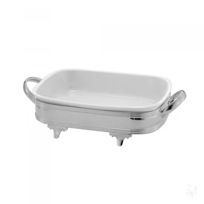 Picture Unique rectangular silver-plated baking plate holder - Zaramella Argenti