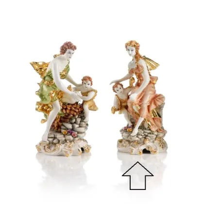 Zdjęcie Stylowa figura ceramiczna w stylu barokowym greckiej kobiety z dzieckiem - Ceramiche ML