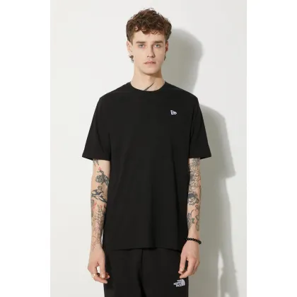Zdjęcie New Era t-shirt bawełniany kolor czarny gładki