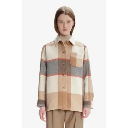 Zdjęcie A.P.C. kurtka wełniana Blouson Darlene kolor beżowy przejściowa oversize WOANS.F02773-MULTICOLOR