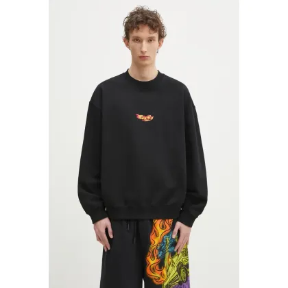Zdjęcie Marcelo Burlon bluza bawełniana County Flame Boxy Crewneck Black Red męska kolor czarny z nadrukiem CMBA09CS25FLE0051025