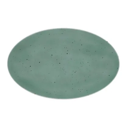 Zdjęcie Duży owalny płaski talerz z porcelany 40x25,5 cm w kolorze turkusu - Seltmann Weiden