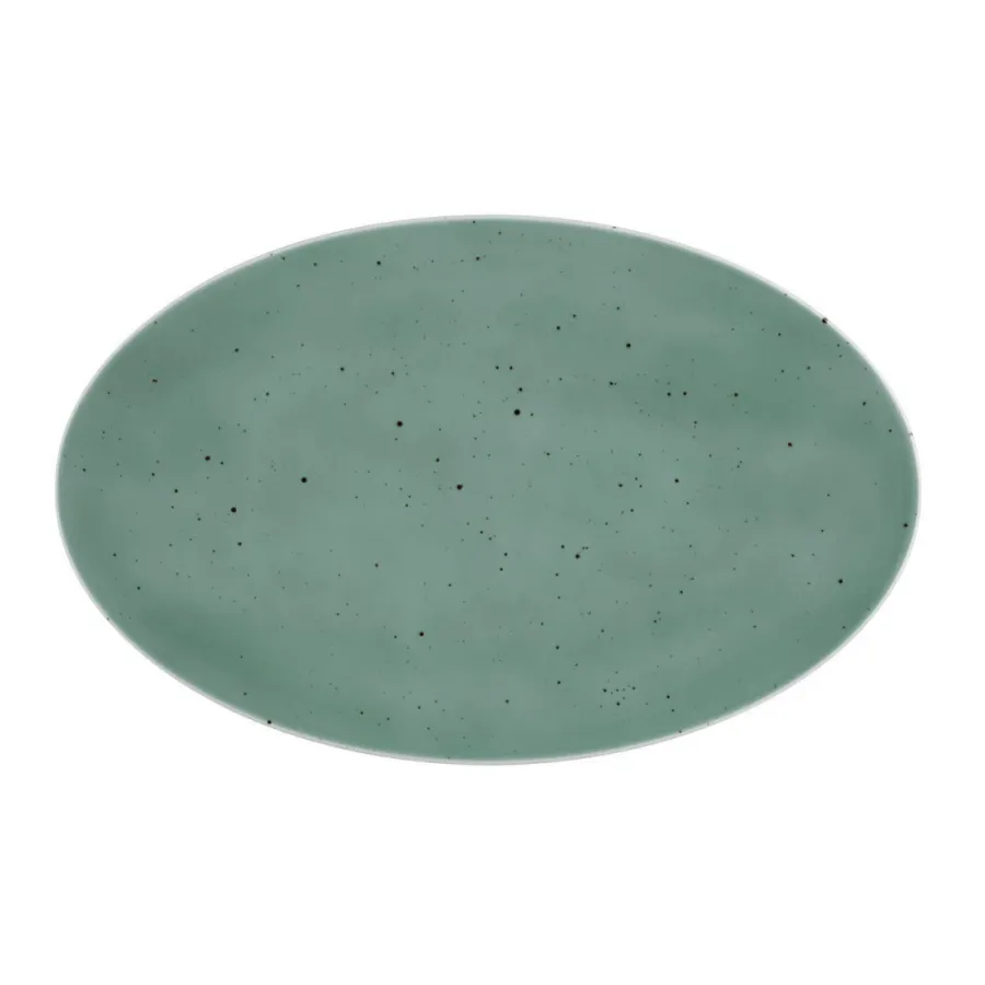 obrazek 1 Duży owalny płaski talerz z porcelany 40x25,5 cm w kolorze turkusu - Seltmann Weiden