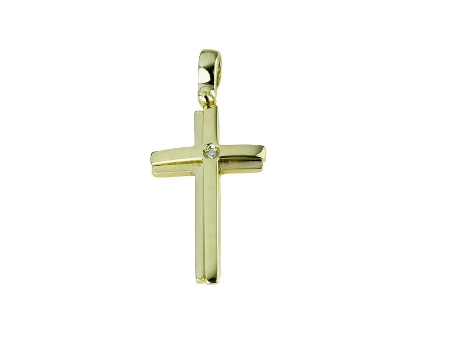 obrazek 1 Wspaniały błyszczący i satynowy krzyż o śr.ct.0,01 wym.25x15mm.
