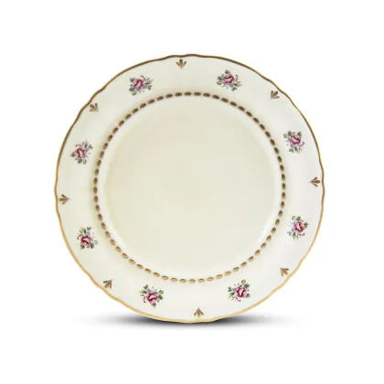 Zdjęcie Stylowy płaski duży talerz z porcelany z klasycznej kolekcji Bohemian rose ivory – Leander