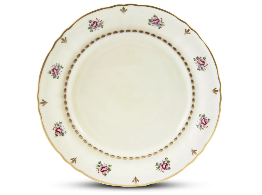 obrazek 1 Stylowy płaski duży talerz z porcelany z klasycznej kolekcji Bohemian rose ivory – Leander