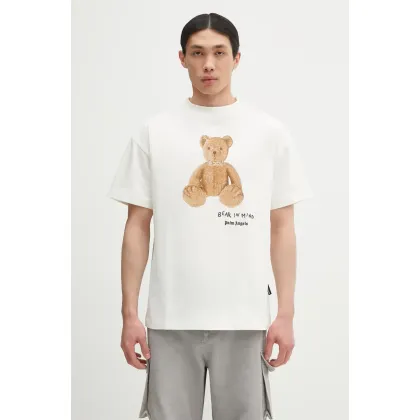Zdjęcie Palm Angels t-shirt bawełniany Bear In Mind Reg męski kolor beżowy z nadrukiem PMAA001S25JER0050360