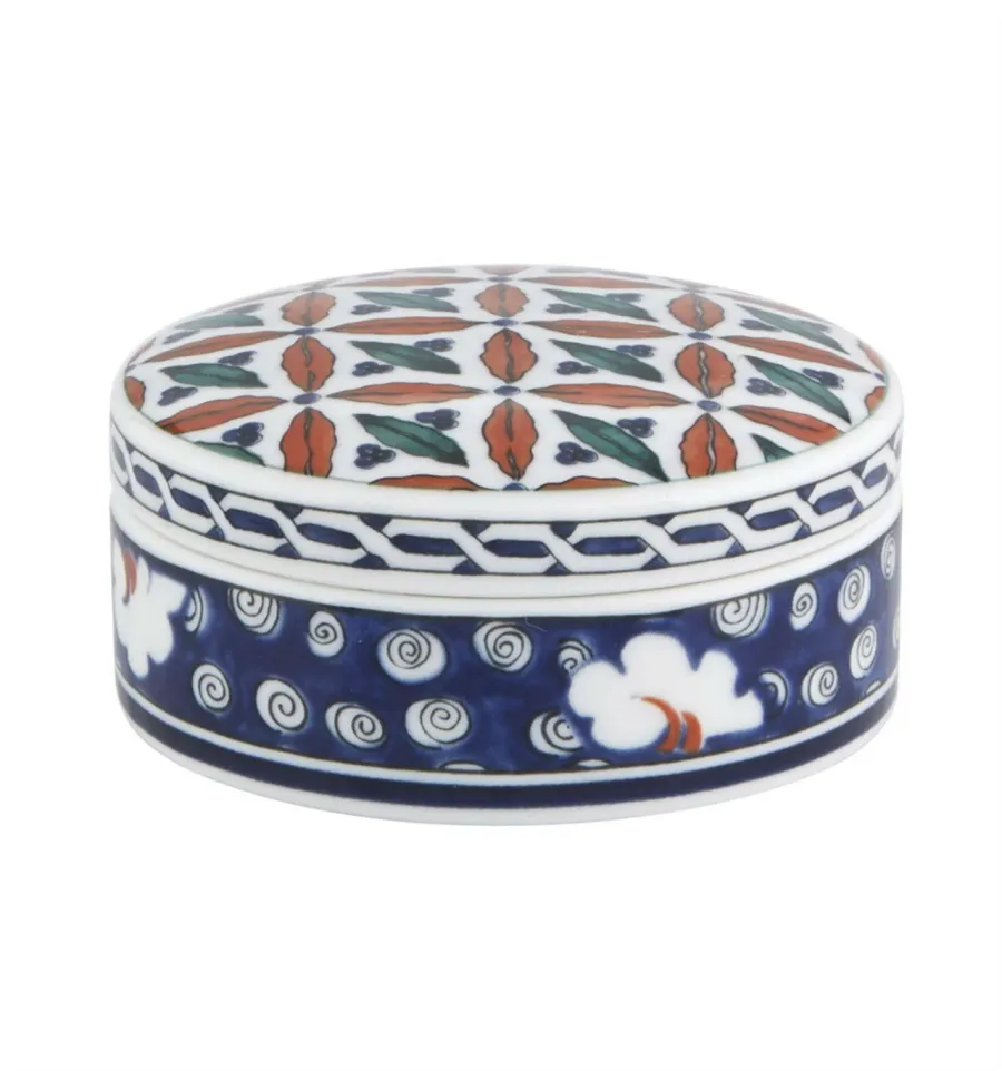 obrazek 1 Porcelanowy mały okrągły pojemnik w geometryczne, roślinne wzory - Vista Alegre
