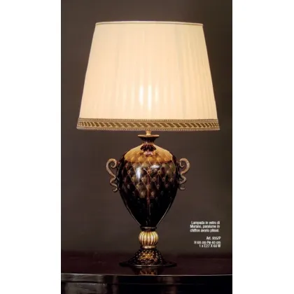 Zdjęcie Lampa ze szkła Murano z kloszem z plisowanego szyfonu w kolorze kości słoniowej – Il Paralume Marina