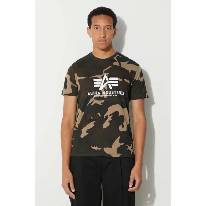 Zdjęcie Alpha Industries t-shirt bawełniany Basic T-Shirt Camo kolor zielony wzorzysty 100501C.408