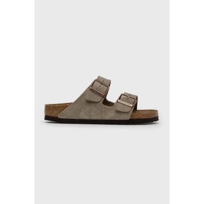Zdjęcie Birkenstock klapki zamszowe Arizona VL damskie kolor szary 51463