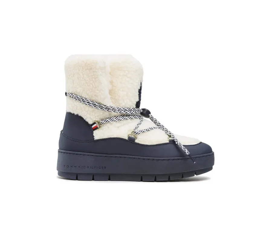 obrazek 1 Tommy Hilfiger Śniegowce Th Faux Fur Snow Bootie FW0FW06850 Écru