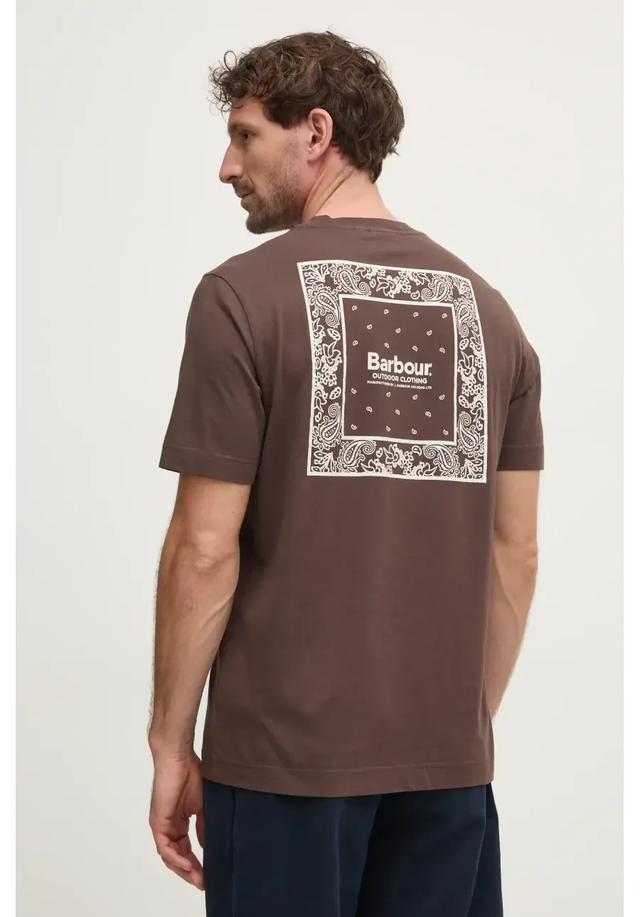 obrazek 1 Barbour t-shirt bawełniany męski kolor brązowy z nadrukiem MTS1382BR98