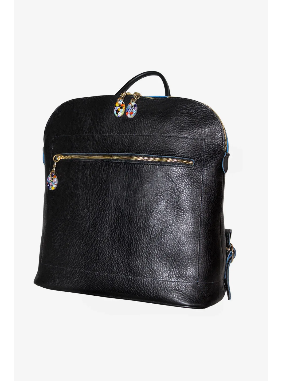 Terrida Luxury travel bag backpack made in tally Murano collection black leather Quilted Nylon Travel Backpack with Laptop Pocket and Trolley  main image 4