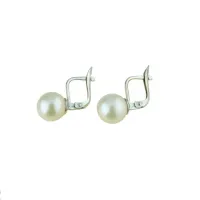 Picture Unique pearl and zircon earrings with a 9mm diameter hook