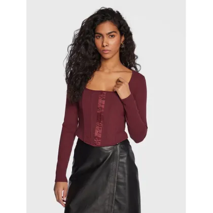 Zdjęcie Guess Bluzka W3RP18 KB9E2 Bordowy Slim Fit