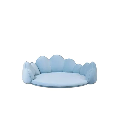 Picture Blue velvet play seat for children