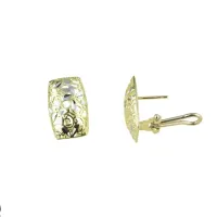 Picture Rectangular convex stud earrings with a clip and a pin