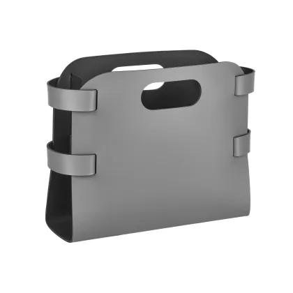 Zdjęcie Wyjątkowy skórzany szary kosz na czasopisma 16x36xH25 cm