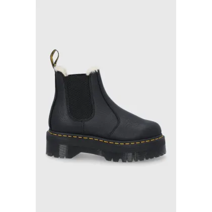 Zdjęcie Dr. Martens Sztyblety skórzane Quad FL kolor czarny na platformie ocieplone DM25635001