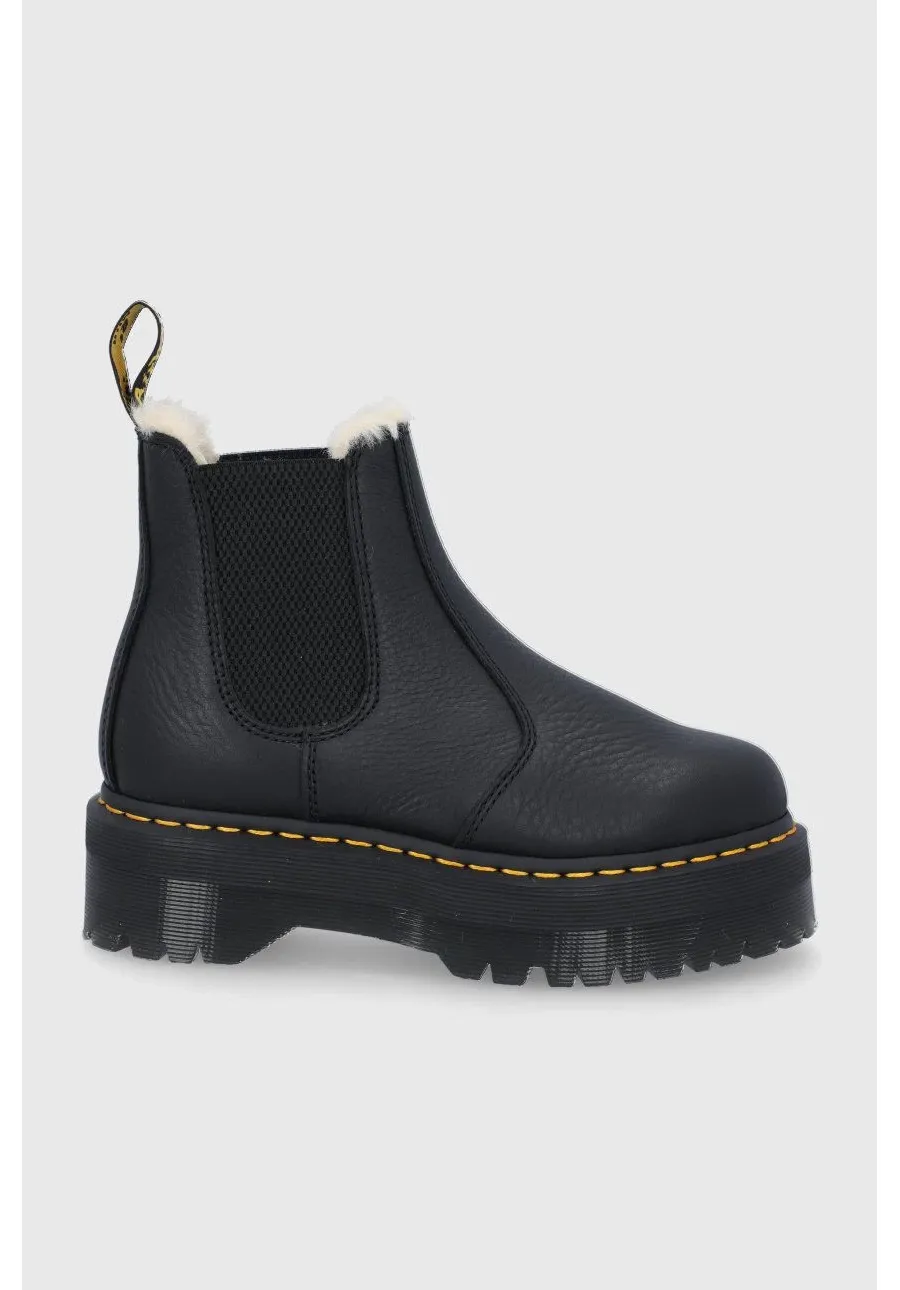 obrazek 1 Dr. Martens Sztyblety skórzane Quad FL kolor czarny na platformie ocieplone DM25635001