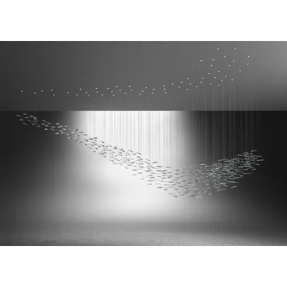 Zdjęcie Niepowtarzalny żyrandol złożony z liści z przezroczystego szkła – Il Paralume Marina