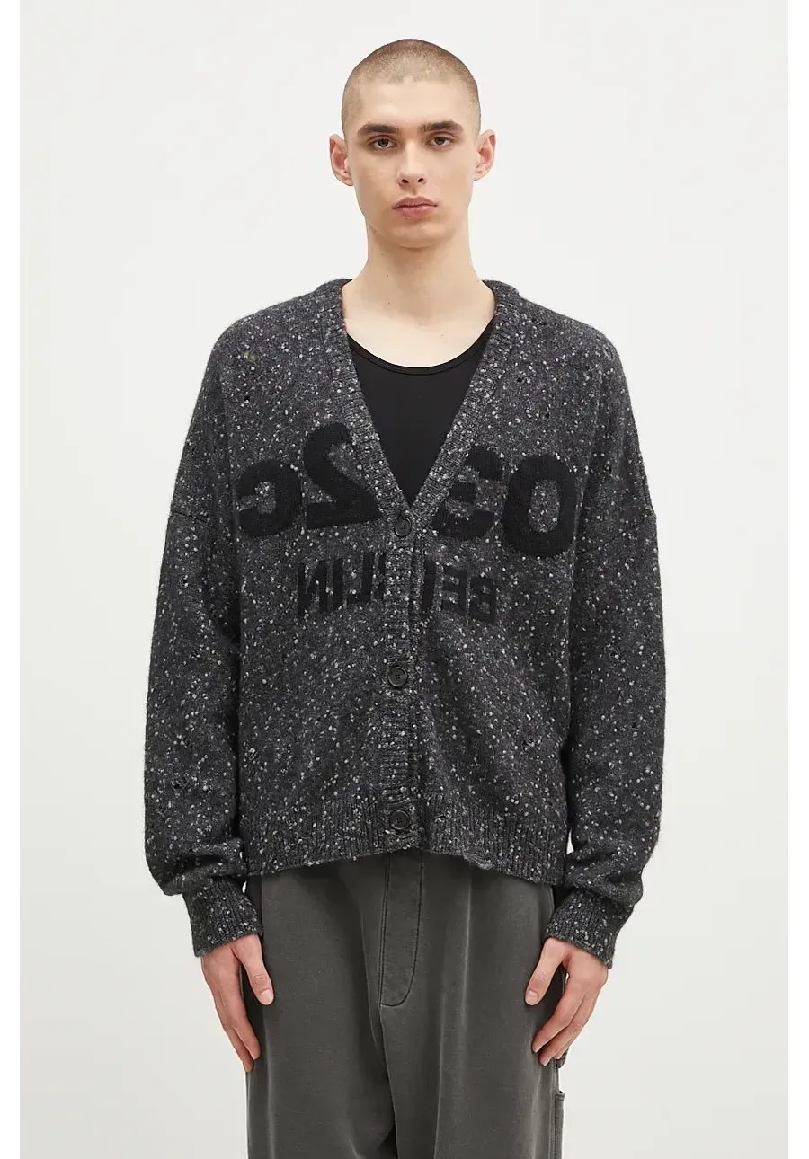 obrazek 1 032C kardigan z domieszką wełny ''Selfie'' Cardigan kolor szary F24-URK-1611-400