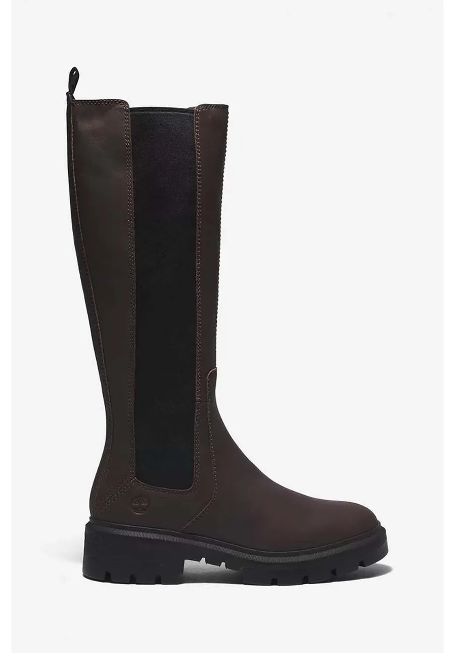 obrazek 1 Timberland kozaki skórzane Cortina Valley Tall damskie kolor brązowy na płaskim obcasie A5PEB-BROWN