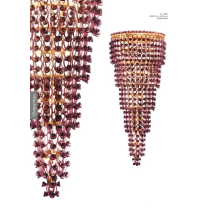 Zdjęcie Piękny żyrandol z „ametystowej” róży ze szkła Murano - Il Paralume Marina