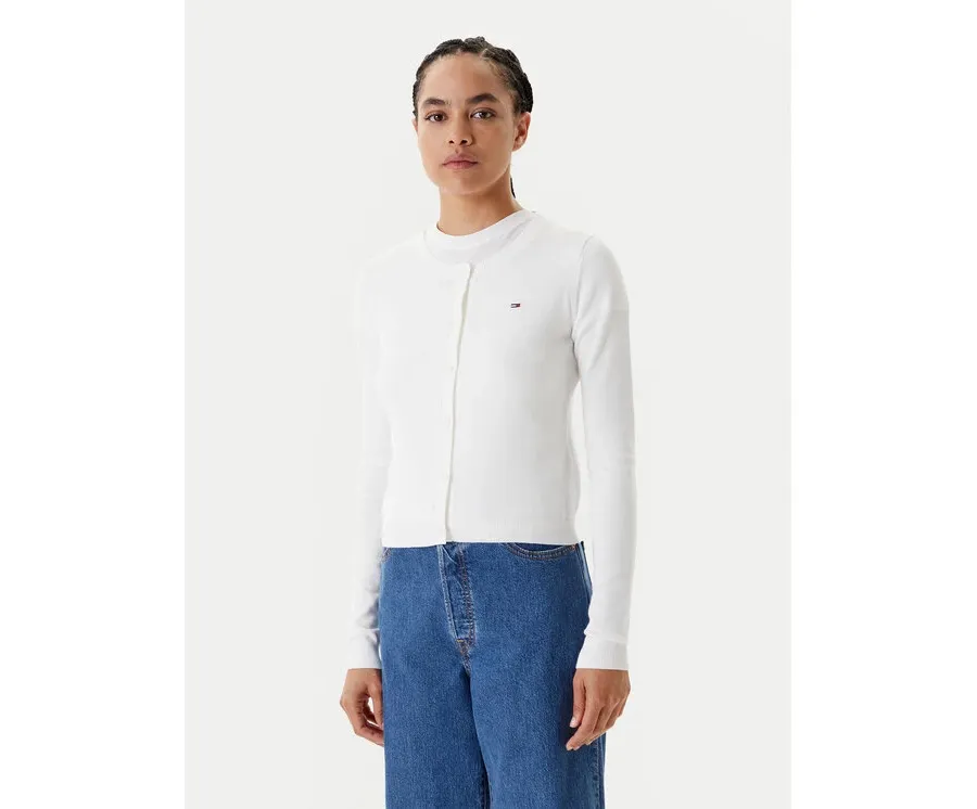 obrazek 1 Tommy Jeans Kardigan Essential DW0DW20976 Écru Regular Fit