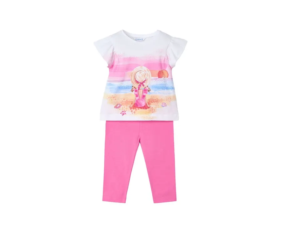 obrazek 1 Mayoral Komplet t-shirt i legginsy 3711 Różowy Regular Fit