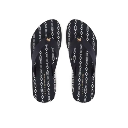 Zdjęcie Tommy Hilfiger Japonki Im Th Chainprint Midwedge Sandal FW0FW08527 Granatowy