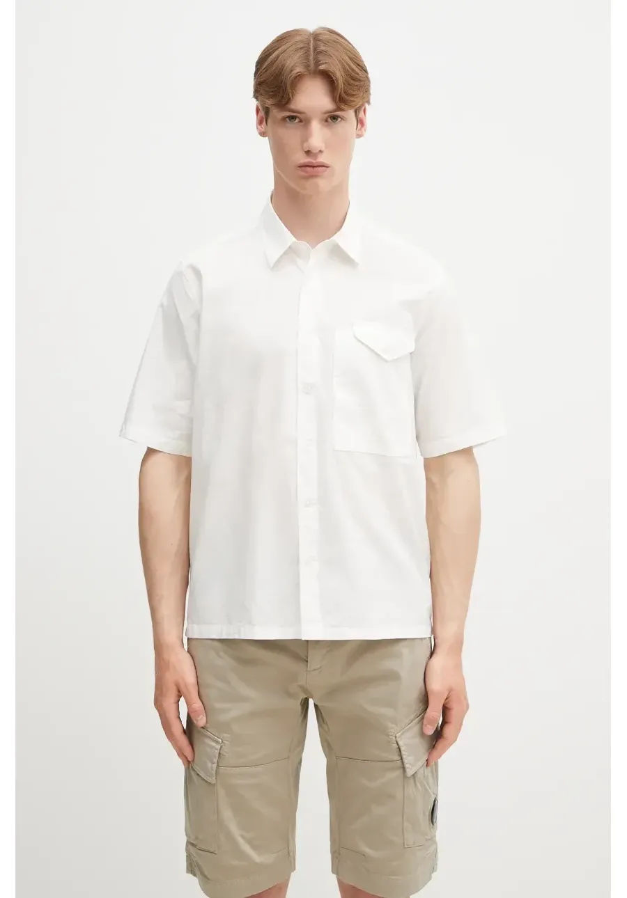 obrazek 1 C.P. Company koszula bawełniana męska kolor biały relaxed z kołnierzykiem klasycznym 18CMSH249A005328G