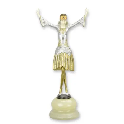 Zdjęcie Stylowa rzeźba tancerki w turbanie wykonana z brązu