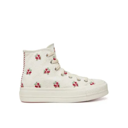 Zdjęcie Converse Trampki Chuck Taylor All Star Lift Platform Rose Cross Stitch A13659C Biały