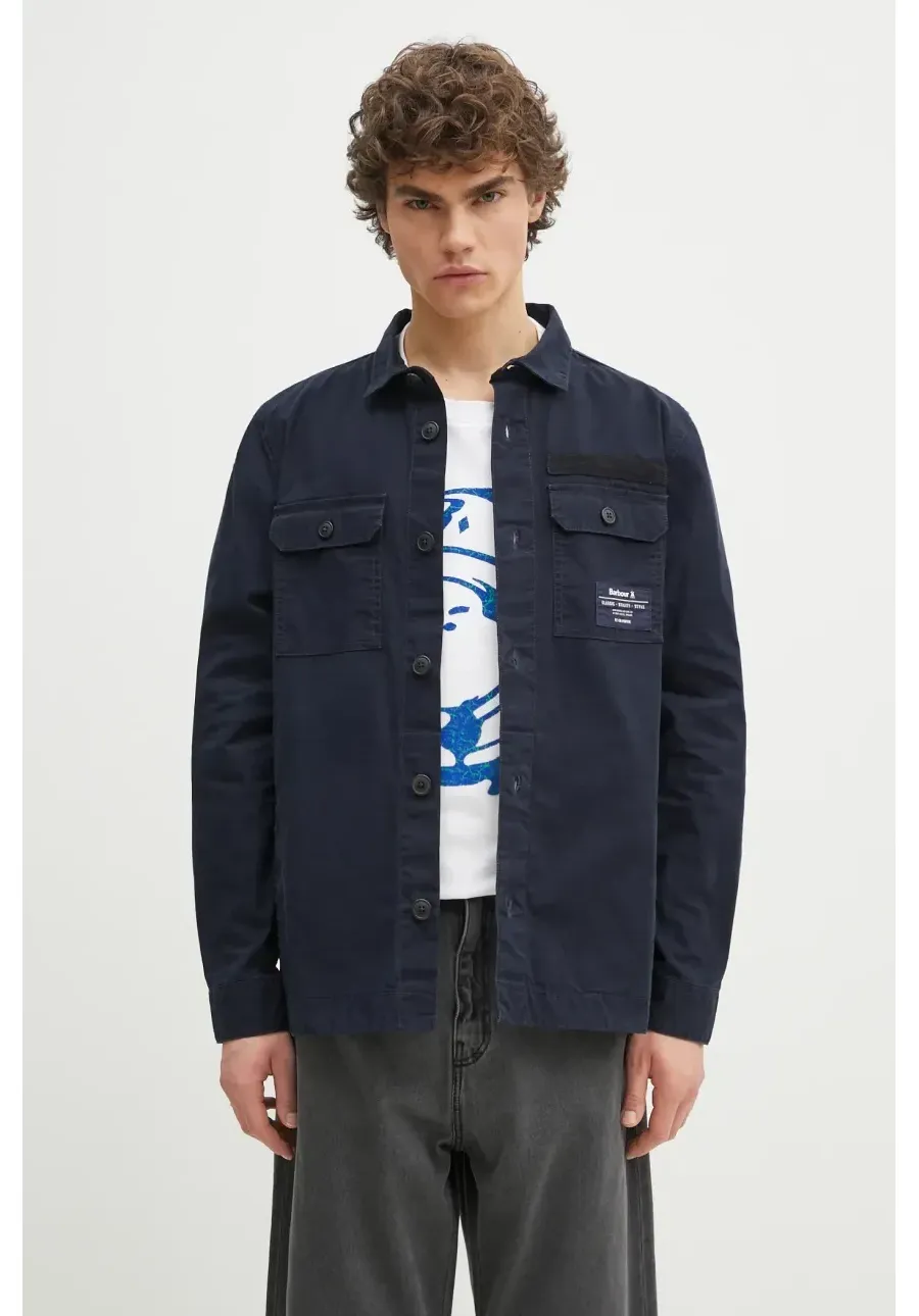 obrazek 1 Barbour koszula bawełniana Bidlam Overshirt męska kolor granatowy regular z kołnierzykiem klasycznym MOS0368
