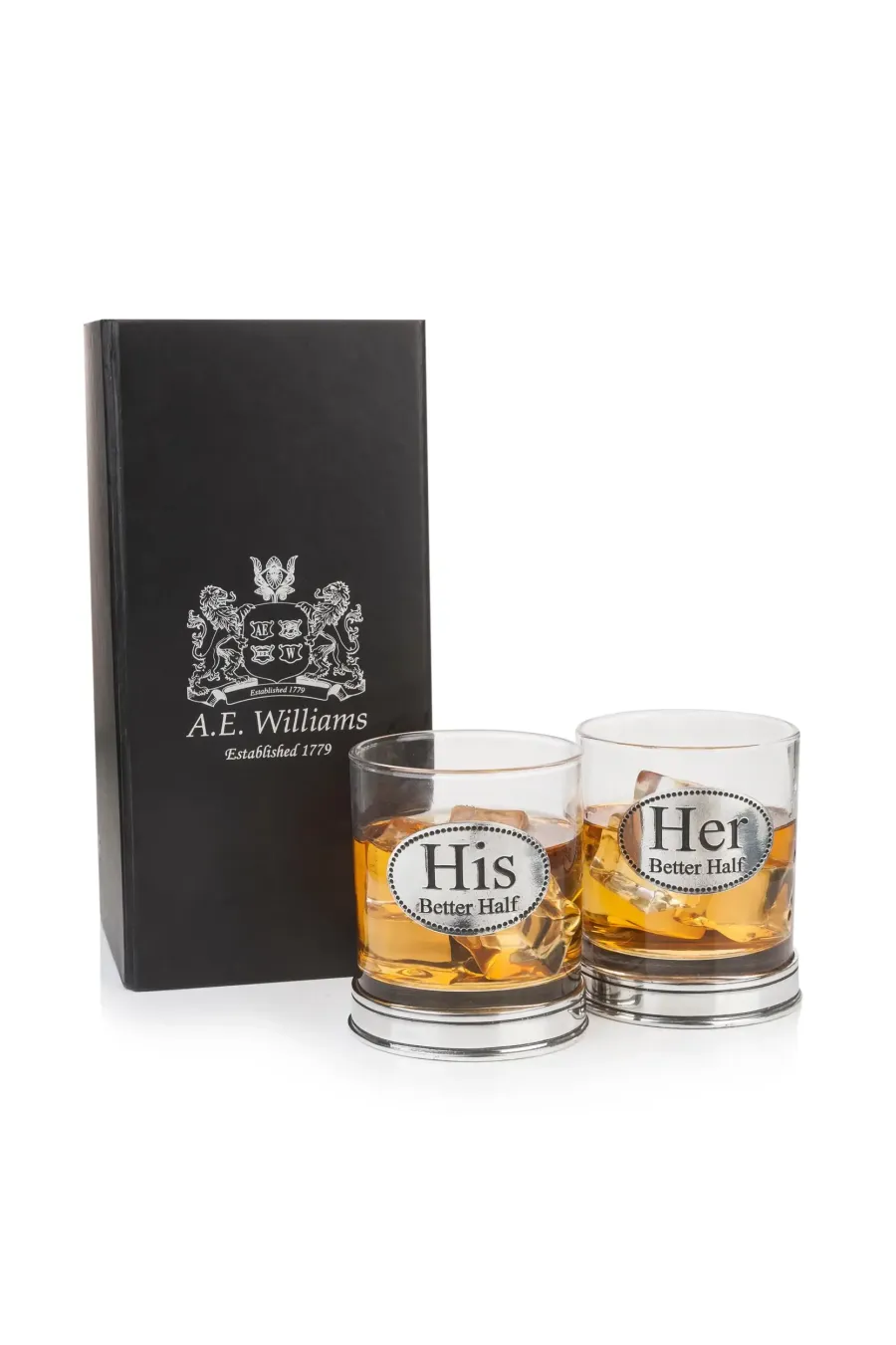 obrazek 1 Stylowy prezent – komplet szklanek do whisky – „Jego najlepsza połowa”, „Jej najlepsza połowa”