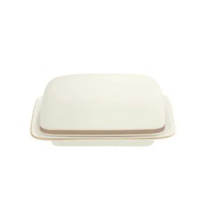 Zdjęcie Wyjątkowa maselniczka z pokrywką z porcelany zdobiona złotym wzorem w stylu klasycznym – Tettau