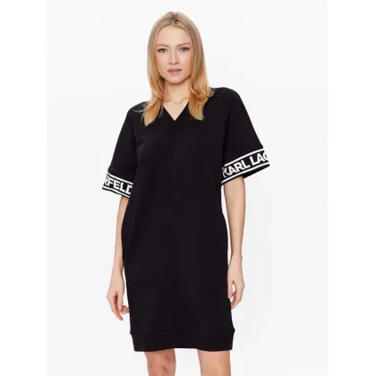 Zdjęcie KARL LAGERFELD Sukienka dzianinowa Logo 225W1356 Czarny Relaxed Fit