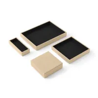 Zdjęcie Beżowy komplet 4 akcesoriów skórzanych na biurko