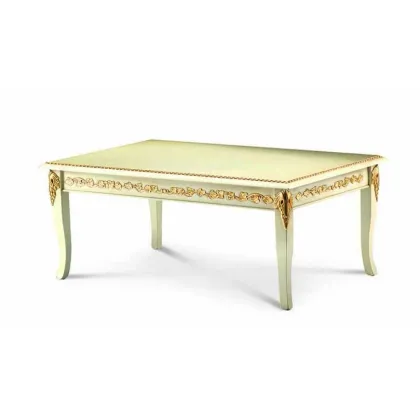 Zdjęcie Prostokątny antyczny stolik kawowy o jasnym wykończeniu