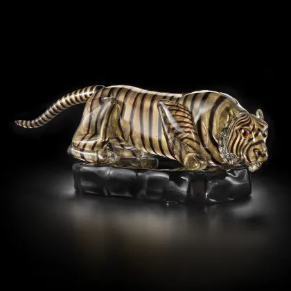 Zdjęcie Genialny Tygrys na kryształowej podstawie Murano