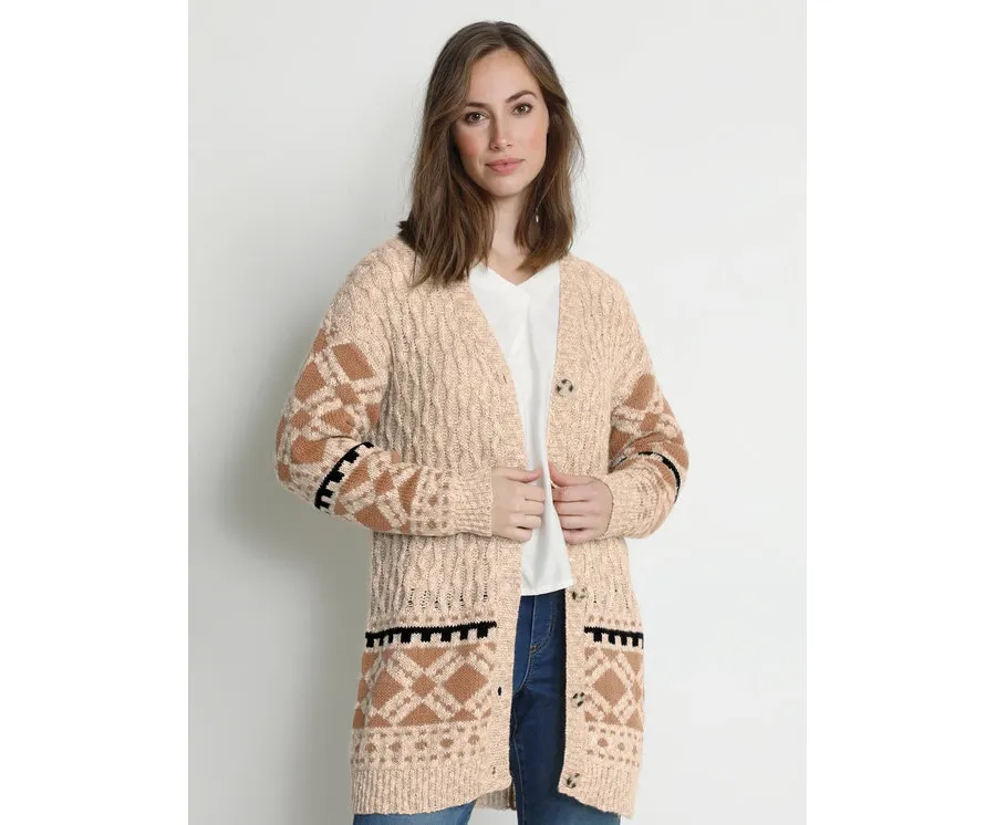 obrazek 1 Cream Kardigan Vemla 10610134 Beżowy Regular Fit