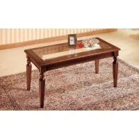 Picture Italian coffee table in solid poplar, glass top 120x60x45cm - Fratelli Mirandola