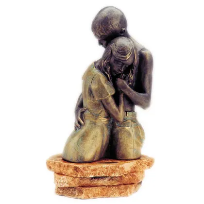 Picture An elegant, luxurious sculpture - a woman cuddling into her beloved's chest