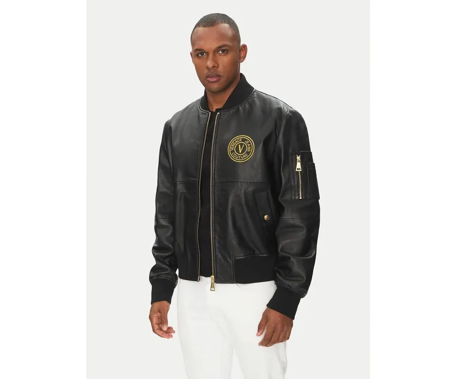 obrazek 1 Versace Jeans Couture Kurtka skórzana 78GAVP06 Czarny Regular Fit